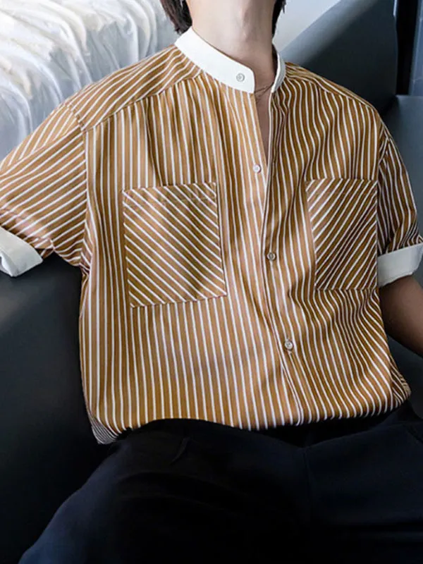 Men's Stripe Contrast Short Sleeve Shirt SKUL30492 sold by Incerunmen product image thumbnail 3