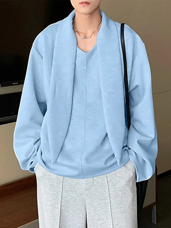 Men's Solid Scarf Neck Long Sleeve Hoodie SKUL26084 sold by Incerunmen