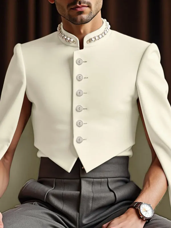 Men's Solid Color Split Long Sleeve Jacket SKUL29618 sold by Incerunmen