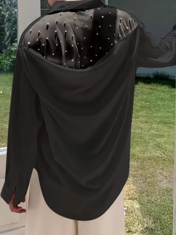 Men's Back Sheer Mesh Patchwork Long Sleeve Shirt SKUL27369 sold by Incerunmen product image thumbnail 4