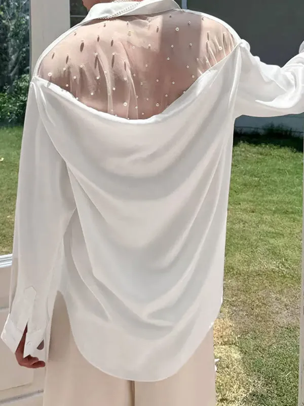 Men's Back Sheer Mesh Patchwork Long Sleeve Shirt SKUL27369 sold by Incerunmen product image thumbnail 2