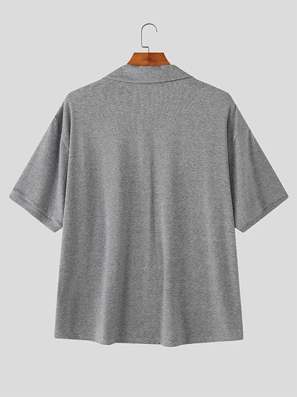 Men's Solid Color Casual Lapel Short Sleeve Shirt SKUL23750 sold by Incerunmen product image thumbnail 5