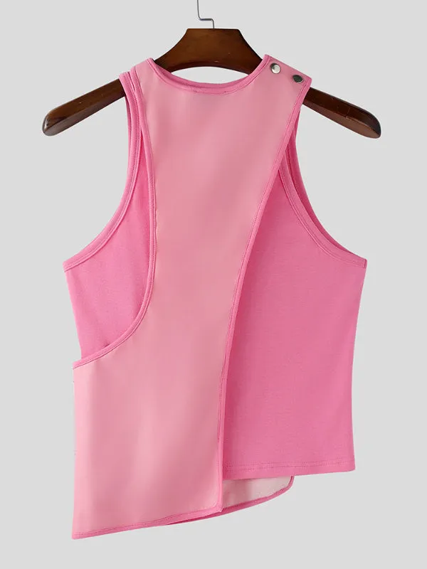 Men's Faux Leather Patchwork Casual Tank SKUL24928 sold by Incerunmen product image thumbnail 4