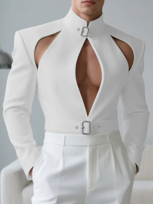 Men's Solid Color Hollow Out Long Sleeve Blazer SKUL27321 sold by Incerunmen