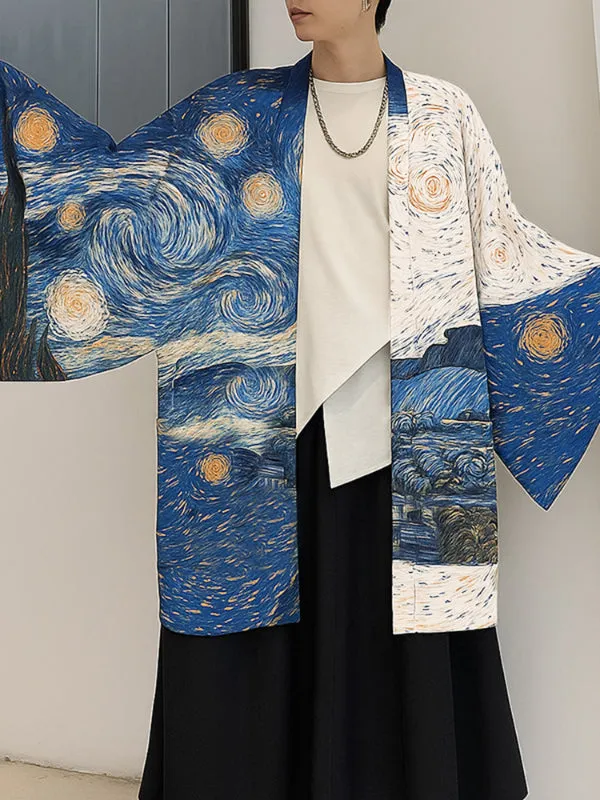 Men's Starry Print Oversized Long Sleeve Cardigan SKUL21156 sold by Incerunmen