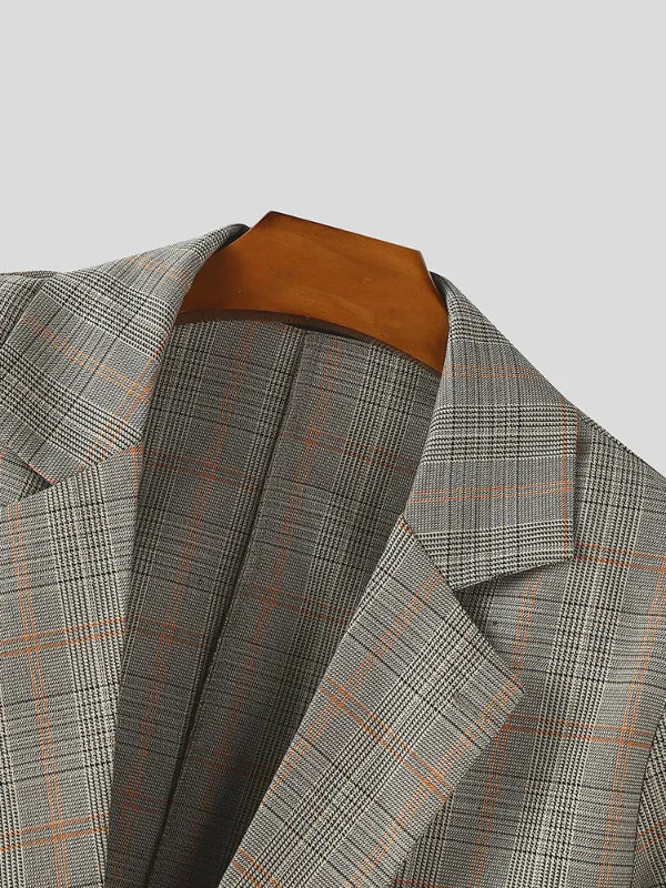 Men's Plaid Cropped Long Sleeve Blazer SKUL28398 sold by Incerunmen product image thumbnail 4