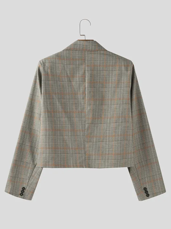 Men's Plaid Cropped Long Sleeve Blazer SKUL28398 sold by Incerunmen product image thumbnail 3