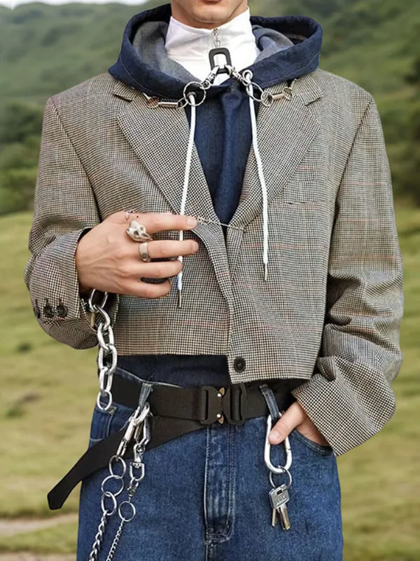 Men's Plaid Cropped Long Sleeve Blazer SKUL28398 sold by Incerunmen