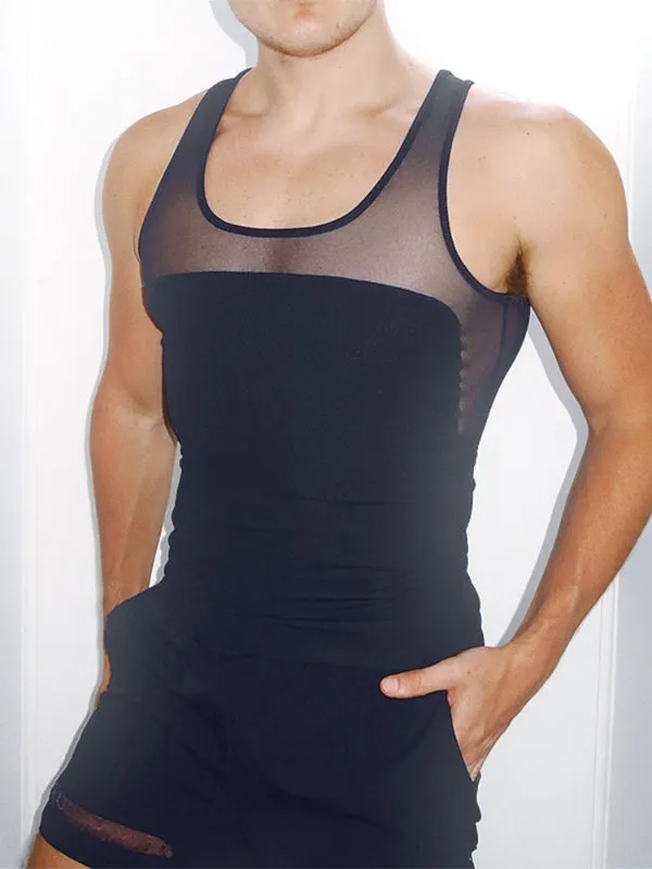 Men's Sheer Mesh Patchwork Two Pieces Outfit SKUL22474 sold by Incerunmen product image thumbnail 5