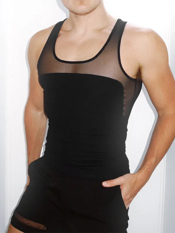 Men's Sheer Mesh Patchwork Two Pieces Outfit SKUL22474 sold by Incerunmen