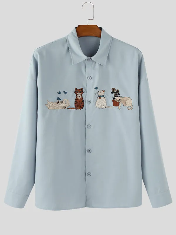 Men's Animal Embroidered Textured Long Sleeve Shirt SKUL28169 sold by Incerunmen product image thumbnail 4