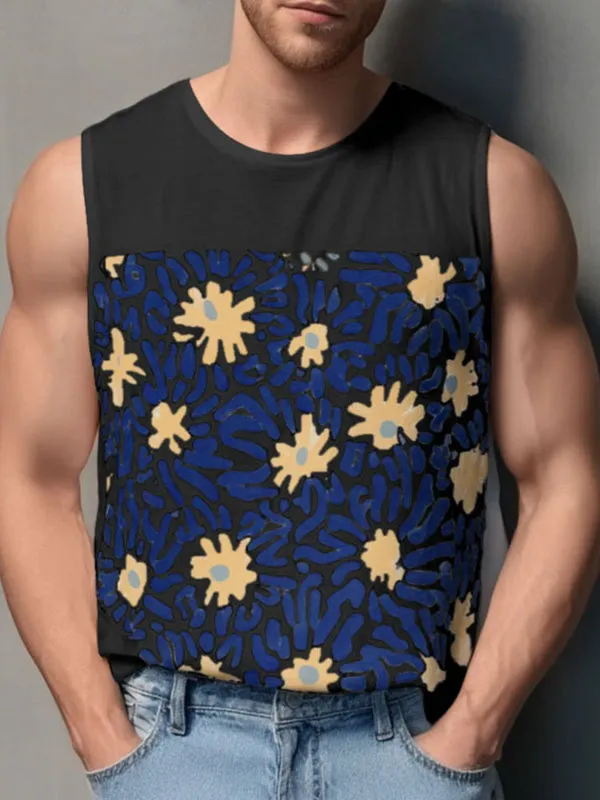 Men's Floral Print Colorblock Casual Tank SKUL22103 sold by Incerunmen product image thumbnail 2
