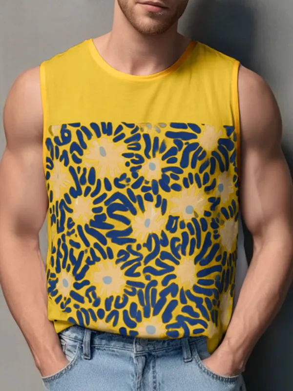 Men's Floral Print Colorblock Casual Tank SKUL22103 sold by Incerunmen product image thumbnail 3