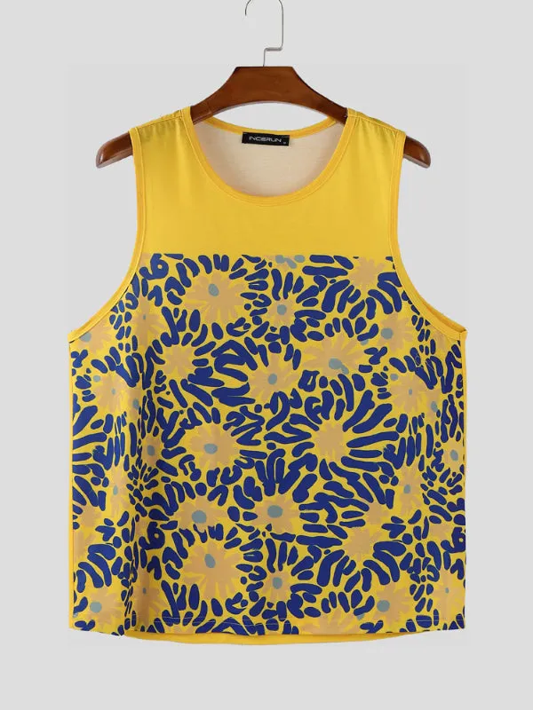 Men's Floral Print Colorblock Casual Tank SKUL22103 sold by Incerunmen product image thumbnail 4
