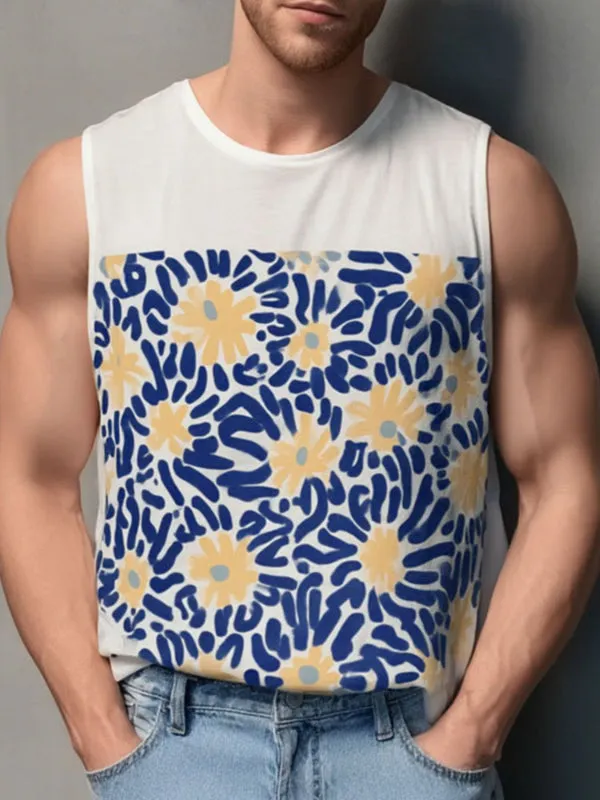 Men's Floral Print Colorblock Casual Tank SKUL22103 sold by Incerunmen