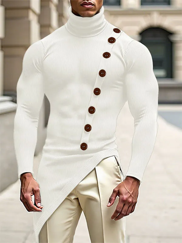 Men's Solid Color Irregular Hem Long Sleeve T-Shirt SKUL27439 sold by Incerunmen product image thumbnail 2