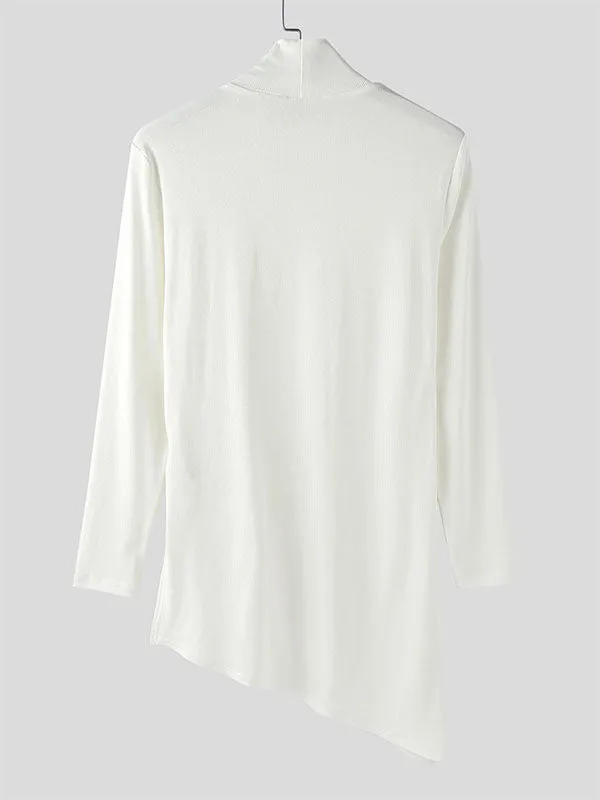 Men's Solid Color Irregular Hem Long Sleeve T-Shirt SKUL27439 sold by Incerunmen product image thumbnail 5