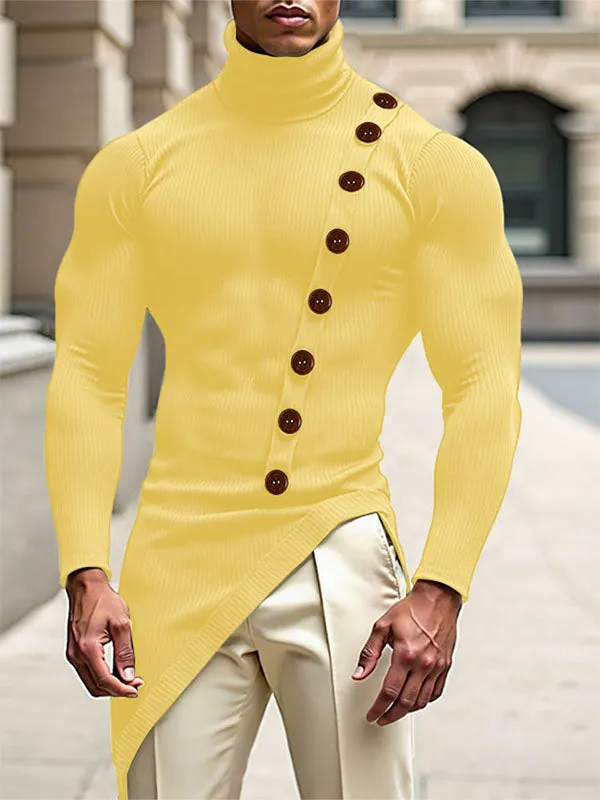 Men's Solid Color Irregular Hem Long Sleeve T-Shirt SKUL27439 sold by Incerunmen product image thumbnail 3