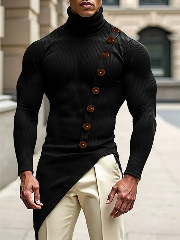 Men's Solid Color Irregular Hem Long Sleeve T-Shirt SKUL27439 sold by Incerunmen