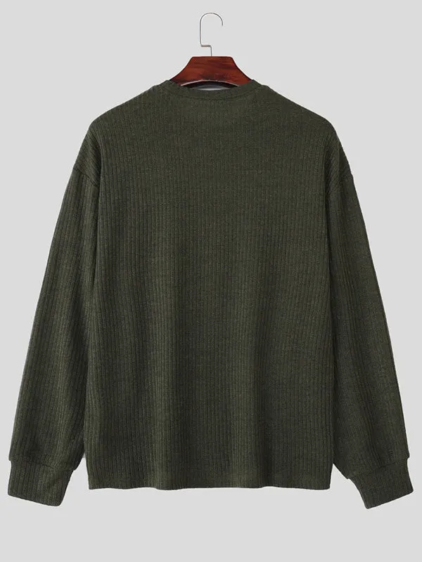 Men's Solid Color Textured Long Sleeve Sweater SKUL29705 sold by Incerunmen product image thumbnail 5
