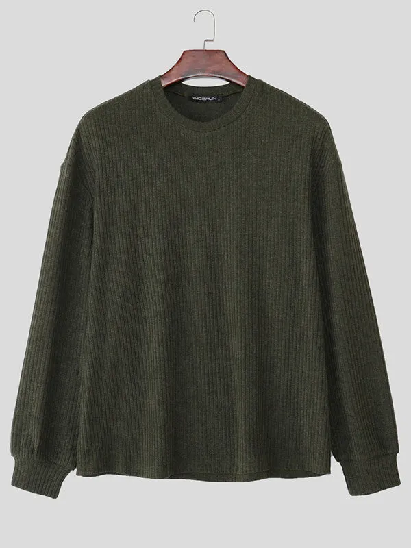 Men's Solid Color Textured Long Sleeve Sweater SKUL29705 sold by Incerunmen product image thumbnail 4