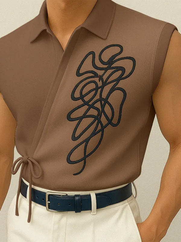 Men's Asymmetrical Placket Tie Casual Tank SKUL15370 sold by Incerunmen product image thumbnail 3