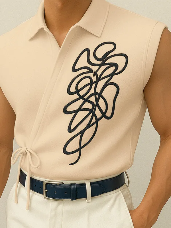 Men's Asymmetrical Placket Tie Casual Tank SKUL15370 sold by Incerunmen