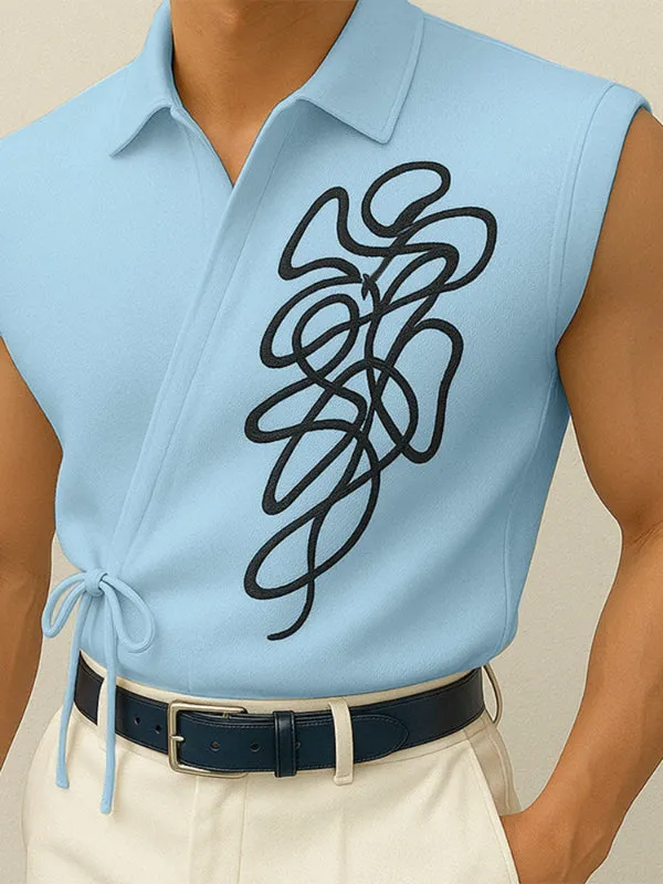 Men's Asymmetrical Placket Tie Casual Tank SKUL15370 sold by Incerunmen product image thumbnail 2