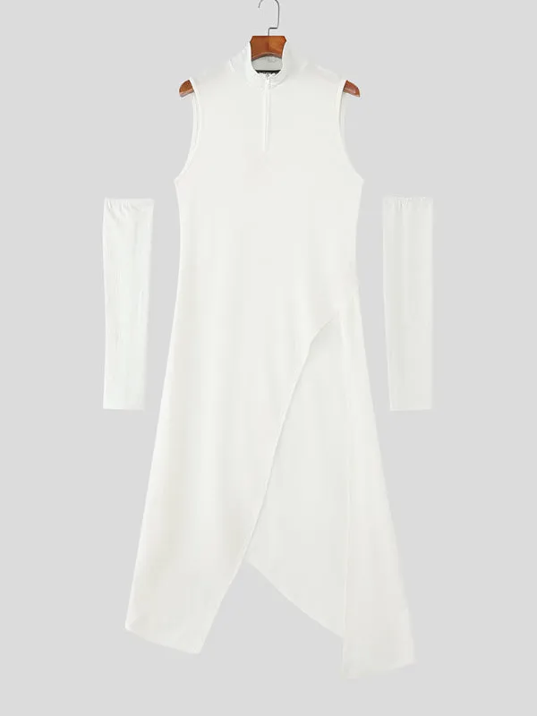 Men's Solid Color Split Hem Casual T-Shirt SKUL25094 sold by Incerunmen product image thumbnail 3