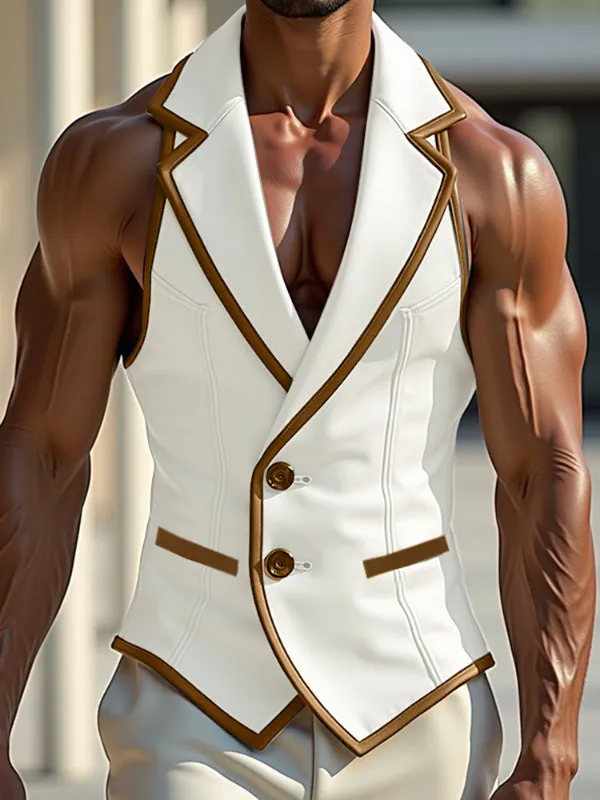 Men's Bold Stripe Piped Colorblock Casual Waistcoat SKUL21169 sold by Incerunmen product image thumbnail 2