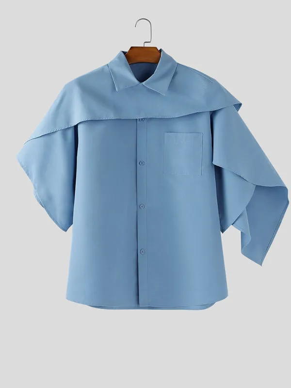 Men's Solid Color Shawl Patchwork Wide Sleeve Shirt SKUL28260 sold by Incerunmen product image thumbnail 4