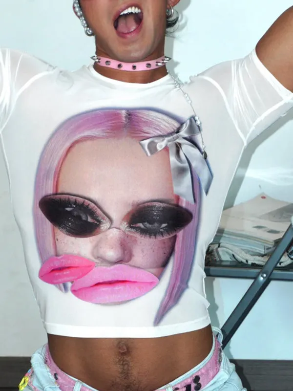 Men's Oversized Face Print Short Sleeve T-Shirt SKUL20282 sold by Incerunmen product image thumbnail 2