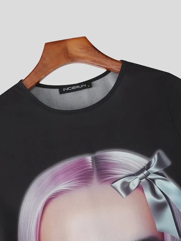 Men's Oversized Face Print Short Sleeve T-Shirt SKUL20282 sold by Incerunmen product image thumbnail 5