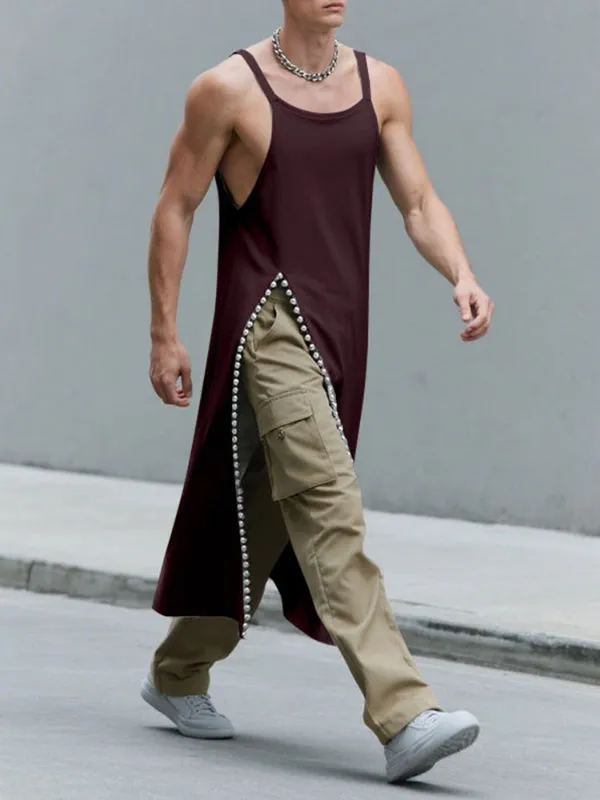Men's Solid Color Split Hem Casual Tank SKUL27373 sold by Incerunmen product image thumbnail 2