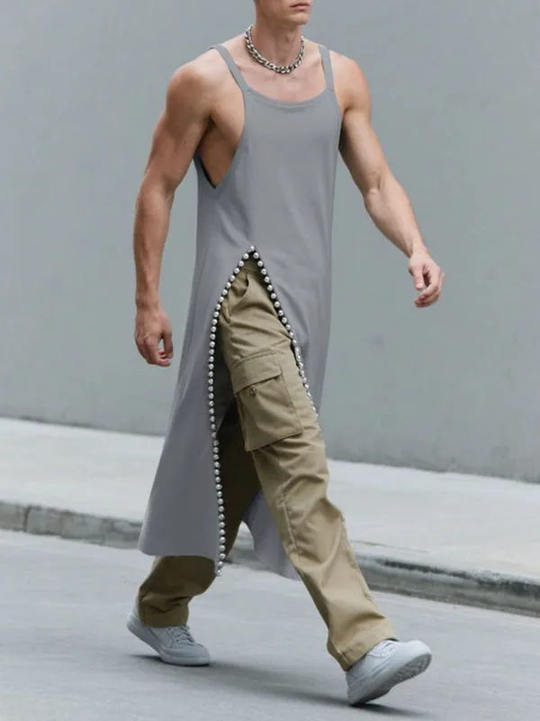 Men's Solid Color Split Hem Casual Tank SKUL27373 sold by Incerunmen product image thumbnail 3