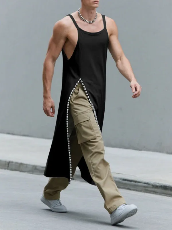 Men's Solid Color Split Hem Casual Tank SKUL27373 sold by Incerunmen