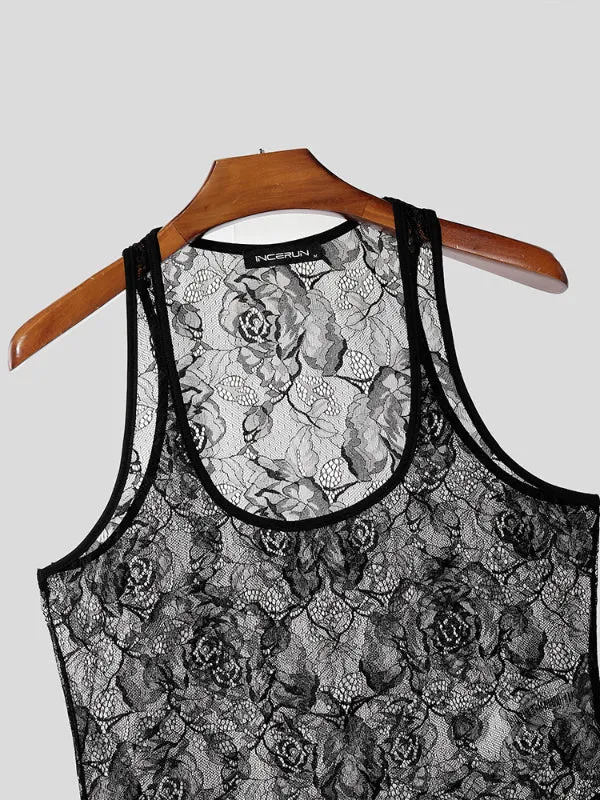 Men's Floral Embroidered Lace Bodysuit SKUL21177 sold by Incerunmen product image thumbnail 5