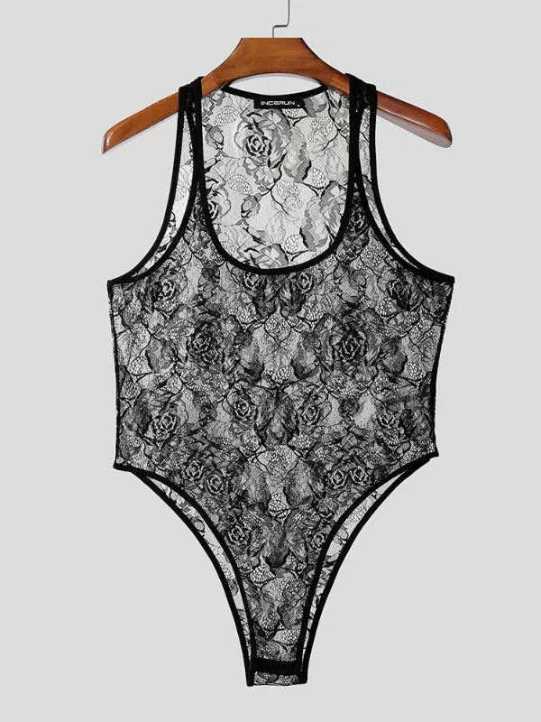 Men's Floral Embroidered Lace Bodysuit SKUL21177 sold by Incerunmen product image thumbnail 3