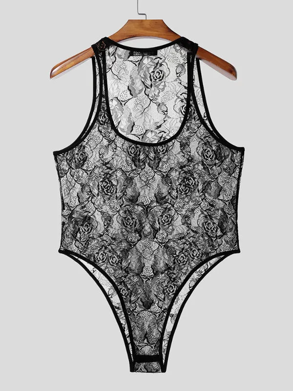 Men's Floral Embroidered Lace Bodysuit SKUL21177 sold by Incerunmen product image thumbnail 4