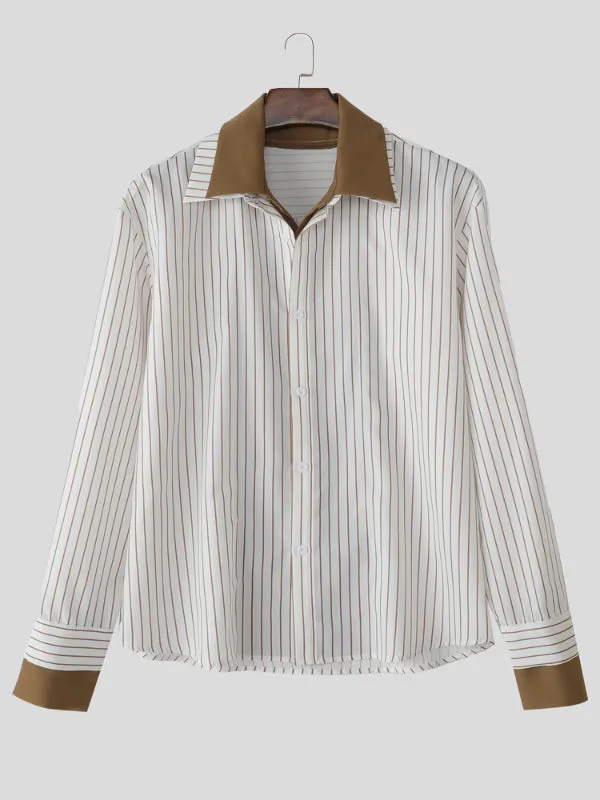 Men's Striped Colorblock Collar Long Sleeve Shirt SKUL27372 sold by Incerunmen product image thumbnail 4