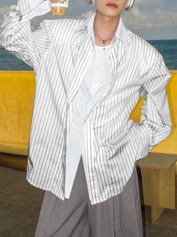 Men's Striped Colorblock Collar Long Sleeve Shirt SKUL27372 sold by Incerunmen product image thumbnail 3