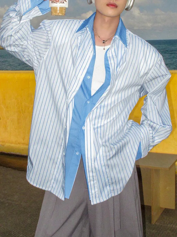 Men's Striped Colorblock Collar Long Sleeve Shirt SKUL27372 sold by Incerunmen product image thumbnail 2