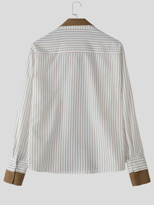 Men's Striped Colorblock Collar Long Sleeve Shirt SKUL27372 sold by Incerunmen product image thumbnail 5