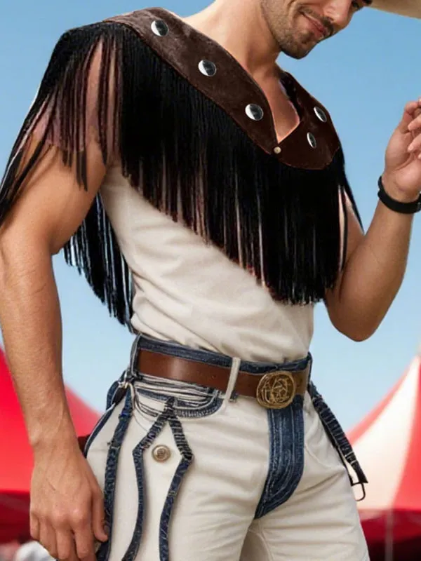 Men's Fashion Fringe Patchwork Cloak SKUL22296 sold by Incerunmen product image thumbnail 3