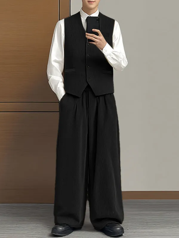 Men's Solid Color Textured Corduroy Two Pieces Outfit SKUL27425 sold by Incerunmen