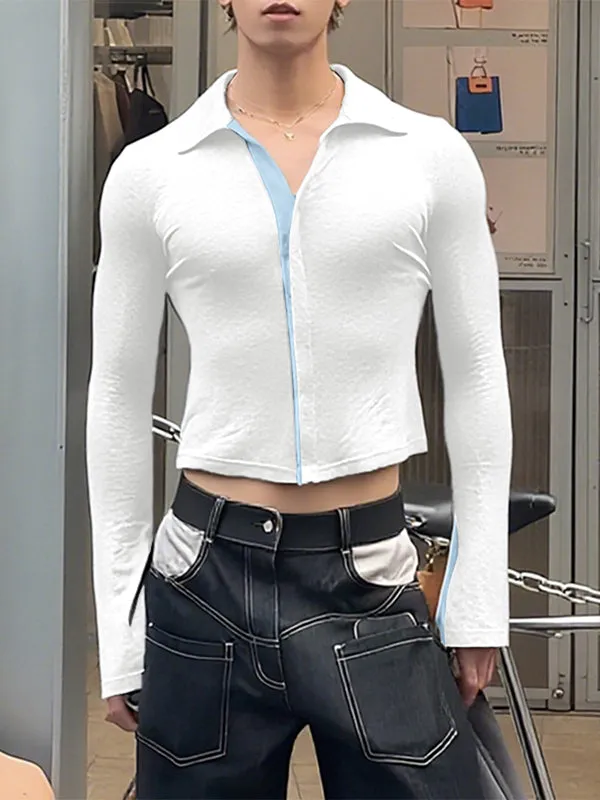 Men's Colorblock Flared Long Sleeve Cardigan SKUL25111 sold by Incerunmen