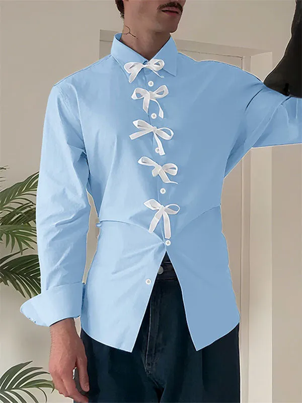 Men's Bow Patchwork Colorblock Long Sleeve Shirt SKUL24200 sold by Incerunmen product image thumbnail 3