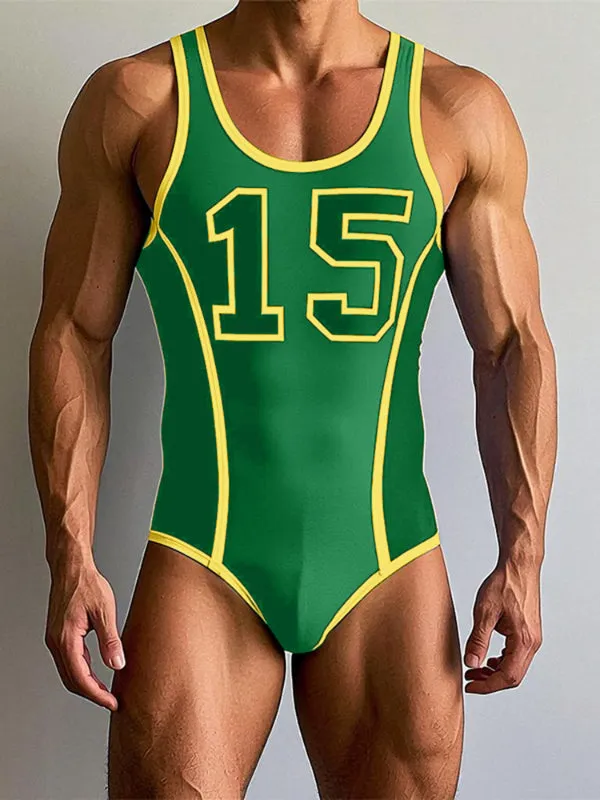 Men's Number Print Colorblock Bodysuit SKUL22306 sold by Incerunmen product image thumbnail 3