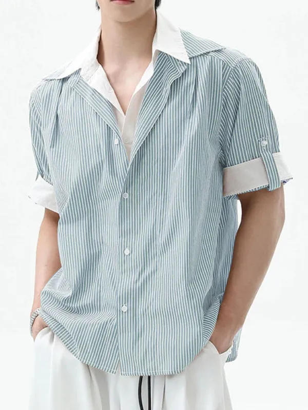 Men's Striped Colorblock Short Sleeve Shirt SKUL27367 sold by Incerunmen