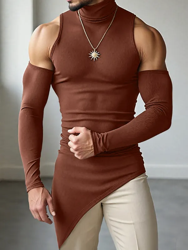 Men's Solid Color Textured High Neck T-Shirt SKUL27427 sold by Incerunmen product image thumbnail 2